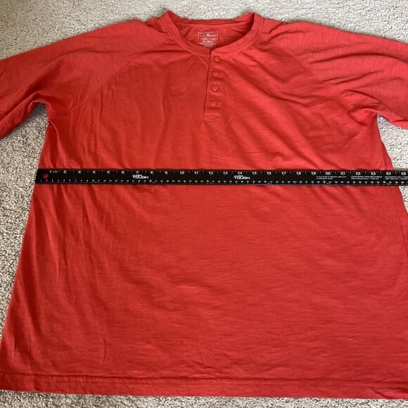 L.L. BEAN Slightly Fitted Henley Men's X-Large Reg Red Raglan Sleeves Colorful - Picture 6 of 7